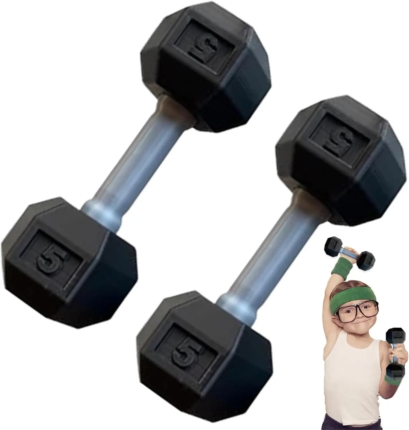 Silicone Dumbbell Set for Baby 1.8x4.7in Mini Hand Weights for Fitness Exercise and Funny Sport Toys for Toddlers Black