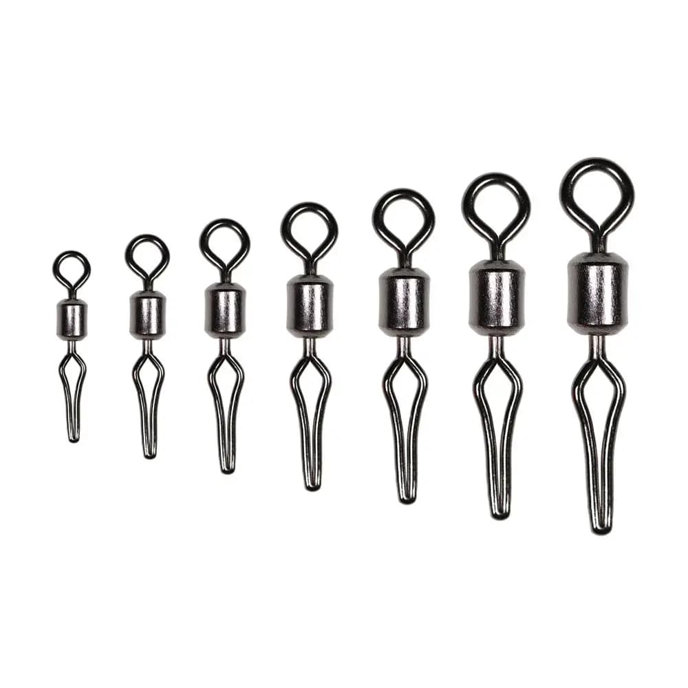 100Pcs Portable Barrel Swivel Fast Lock Fishhooks And Crap Swivels With Side Line Clip Fishing Hanging Snap Connector