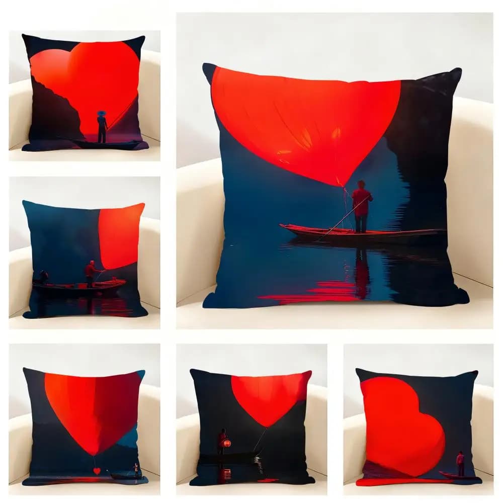 Fodera per cuscino in lino morbida e creativa a tema romantico che conquista il cuore, per divano, letto e decorazioni per la casa