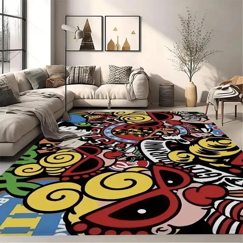 VIKAMA Anti-slip Mat Washable Japanese Style Hysteric Mini, Soft Bathroom Mat, Inlet Zerbino, for Kids Room, Bedroom, Living Room