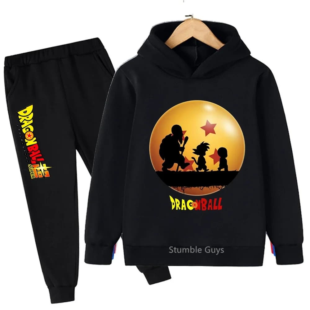 Set Felpa con Cappuccio Dragon Ball Autunnale per Bambini e Ragazzi, Felpe Anime Goku, Tuta Sportiva alla Moda ​
