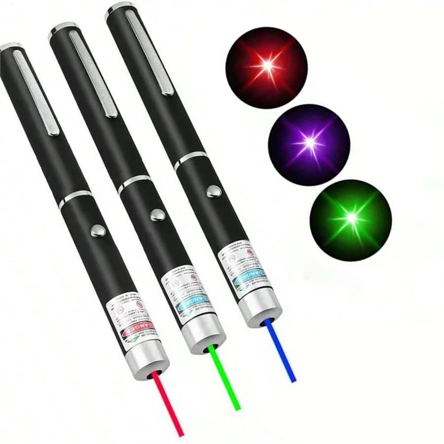 Mini puntatore divertente 2 in1 senza batteria portatile, attrezzatura da campeggio laser a luce verde viola rossa [Nota: batterie non incluse]