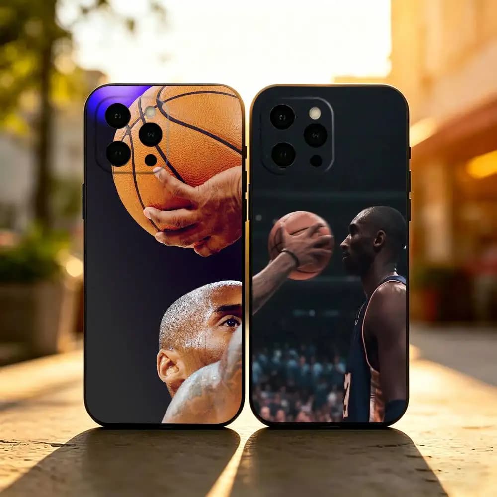 Cover per iPhone con Kobe Bryant, in silicone morbido nero, per iPhone 17, 16, 15, 14, 13, 12, 11 Plus, Pro Max, XS