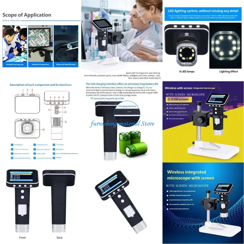Y5GD Microscopio digitale regolabile per bambini Schermo LCD con ingrandimento 500X Sistema messa a fuoco facile Ottimo per
