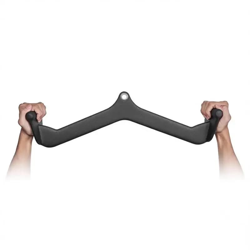 Lat pulldown attachment, rowing V-bar attachment for cable machine, triceps pull-up bar, rubber-coated grip for back strength training, biceps curl triceps lat pulldown bar, 550 kg load capacity, black