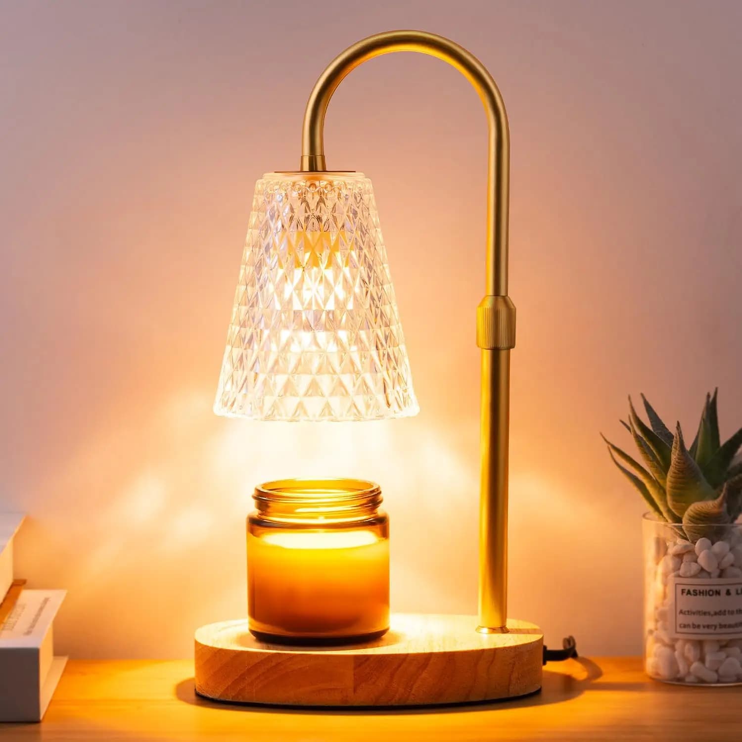 Candle Warmer Lamp with Timer, Adjustable Height & Dimmable Light, Safe No Flame Wax Melter for Home Bedroom