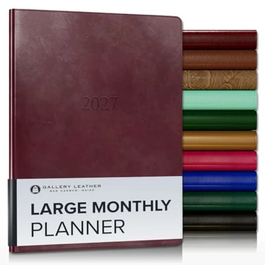 Agenda Mensile, Elegante Planner e Taccuino con Bordi Dorati, 18 Mesi - 9.75x7.5
