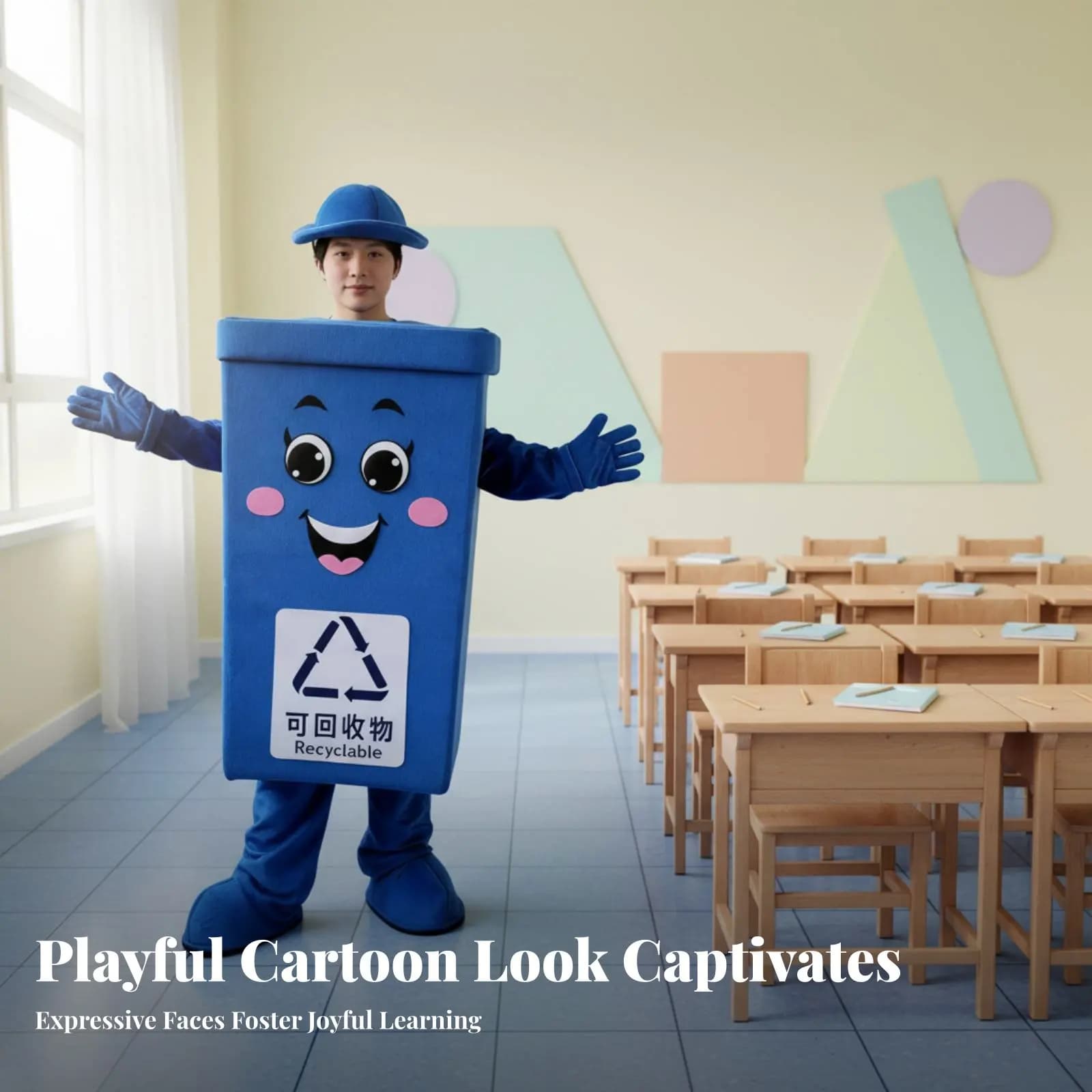 Costume da Personaggio a Forma di Pattumiera, Comodo Costume da Cartone Animato per Raccolta Differenziata