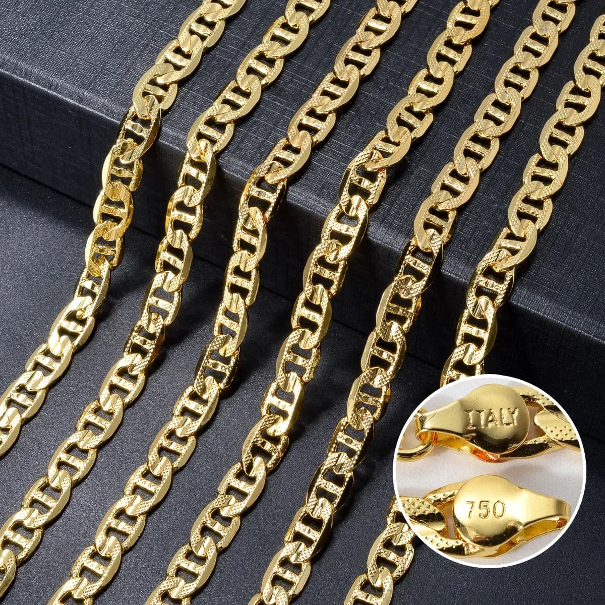Hip Hop Jewelry Italian Design 18K Gold Plated Unisex Chain Necklace - Cuban Style Luxury Link (Copper Alloy, Woven)