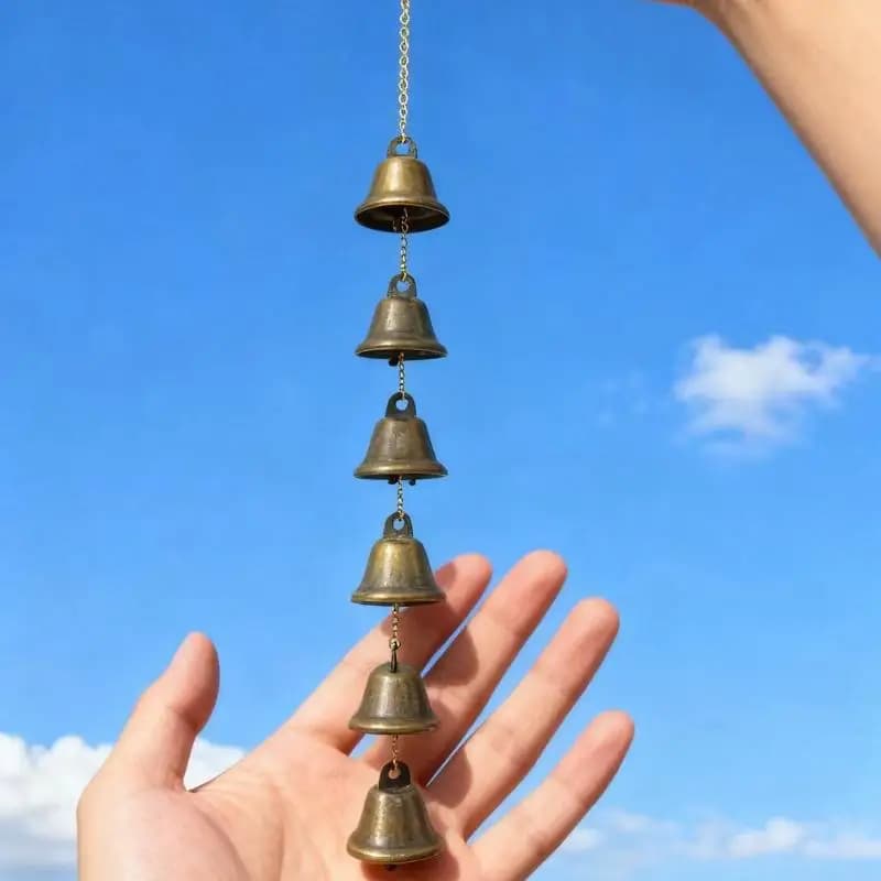 Classic Rustic Iron Bell Handmade Metal Wind Chime - With Decorative Chain, Suitable For Courtyards, Gardens, And Walls
