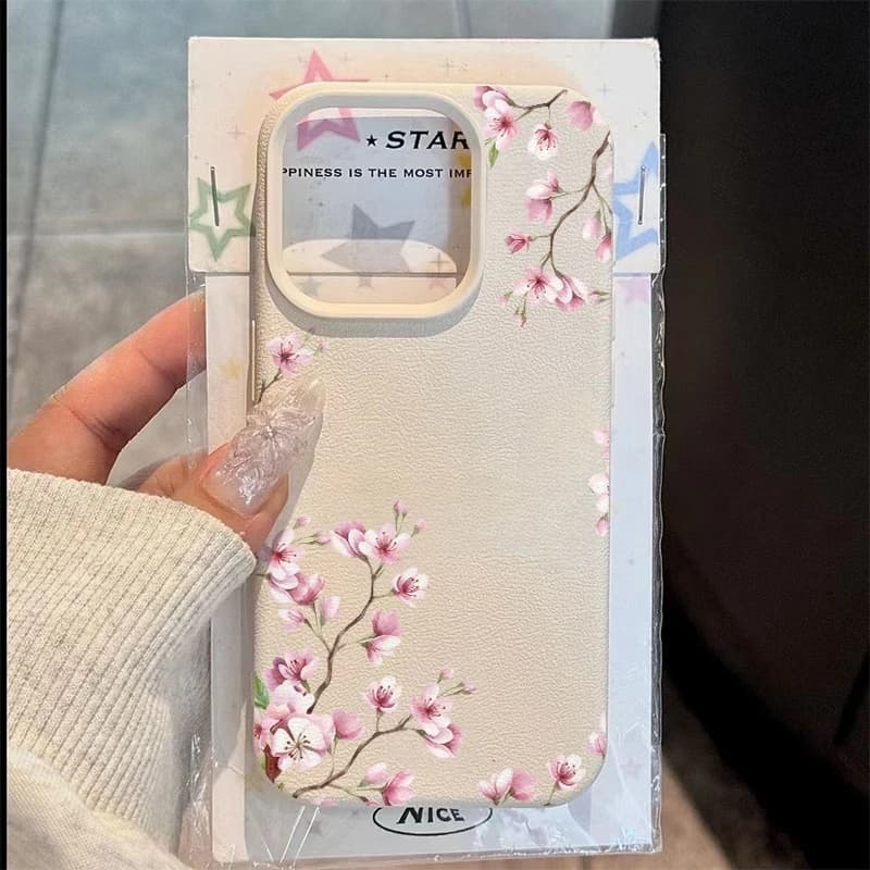 Cover Antiurto Rosa con Motivo Fiori di Ciliegio per iPhone 17 Pro Max 16 15 14 13 12 11 XS Max X XR 7 8 Plus 16E 17 Air