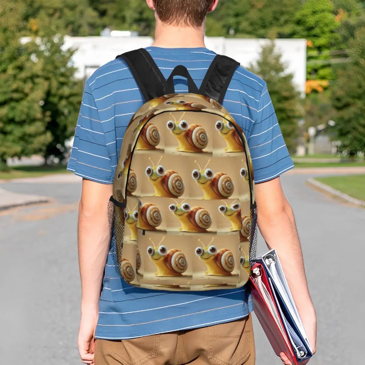 Snail Cartoon Cute Themed Backpack Student BookBag Kids School Bag Laptop Shoulder Bags for Men Women