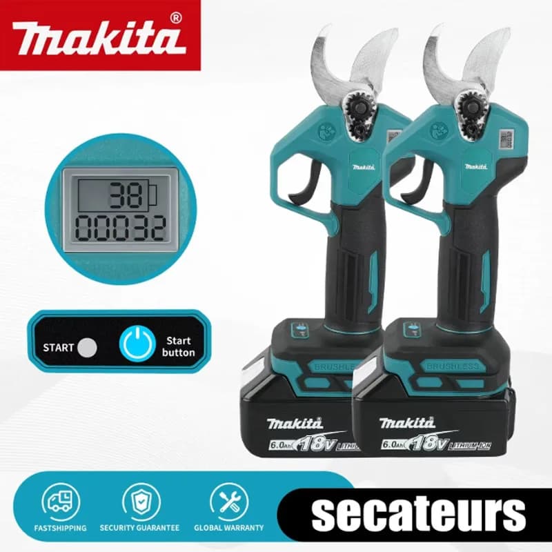 Forbici da potatura Makita 18V senza spazzole, taglio da 45 mm, cesoie da giardino ad alta potenza da 1500W con batteria agli ioni di litio