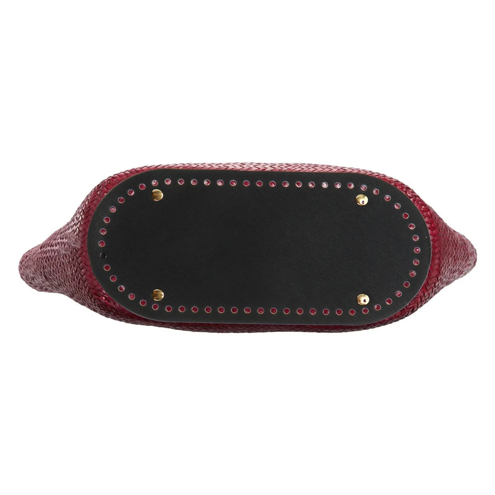 Set of fabric handles for bag, PU bottom, DIY accessories for crochet bags, comfortable handles with D ring, pre-worked holes for sewing, repair bags