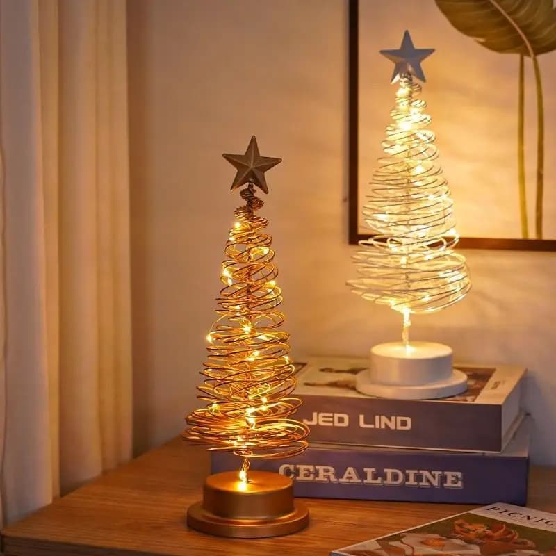 Lampada da scrivania decorativa per albero di Natale in ferro Lampada da atmosfera per ornamento da tavolo Lampada da notte in cristallo per camera da letto