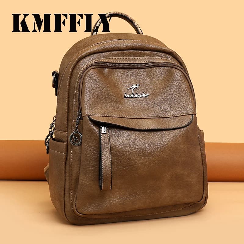 High Quality Leather Backpack Women Large Capacity Travel Backpack Fashion School Bags Mochila Shoulder Bags for Women 2026 New