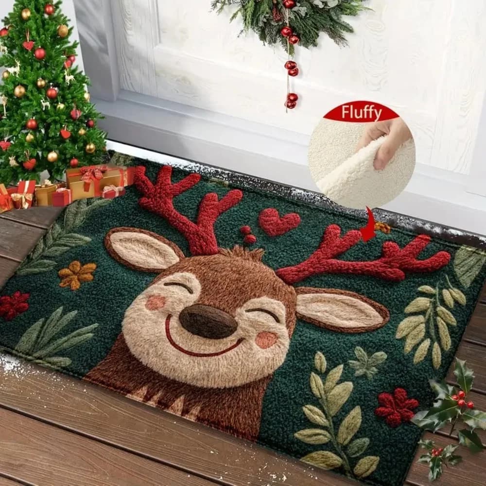 Tappetino natalizio che assorbe l'acqua Design di Babbo Natale Decorazioni natalizie Tappetino da bagno Tappetino per piedi modello omino di pan di zenzero