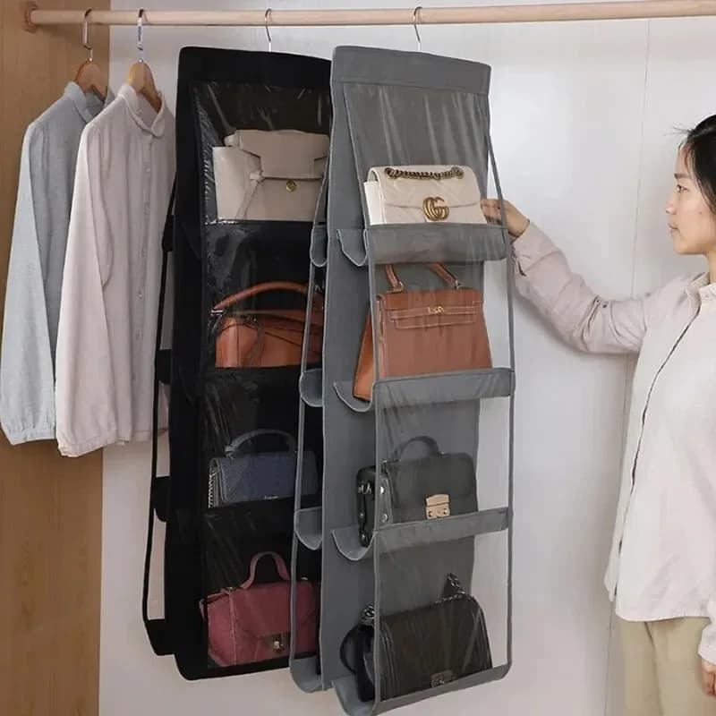 Bag Storage Hanging Bag Fabric Double-Sided Multi-Layer Dust-Proof Bag Hanging Type Household Wardrobe Bag Storage Rack