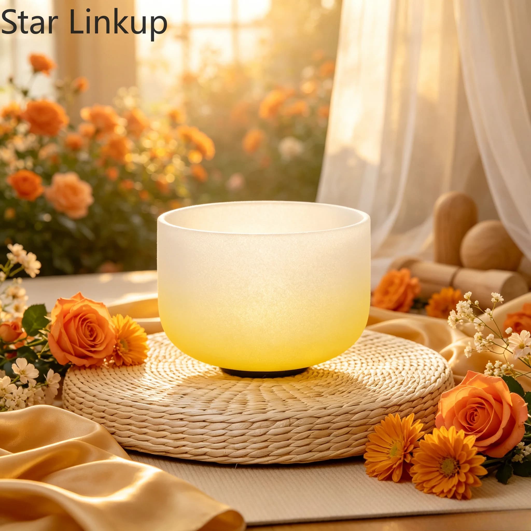 Star Linkup 12 Inch E Tone Frosted Quartz Crystal Singing Bowl, Tuned to Standard 432Hz and 440Hz Healing Frequency for Solar Plexus Chakra Regulation, Comes With Matching Suede Striker for Yoga Sound Bath and Meditation Therapy