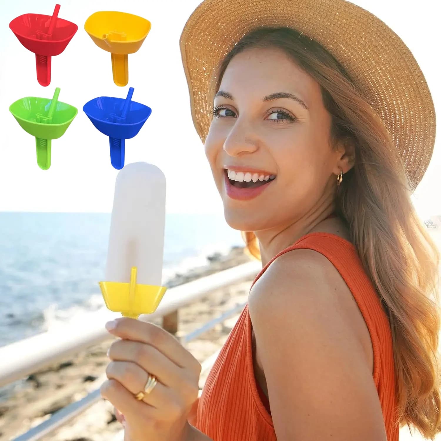 Stampo per gelato a prova di perdite da 1/4 pezzi, riutilizzabile, senza BPA, vassoio per alimenti lavabile in lavastoviglie, contenitore per snack adatto al congelatore per la casa