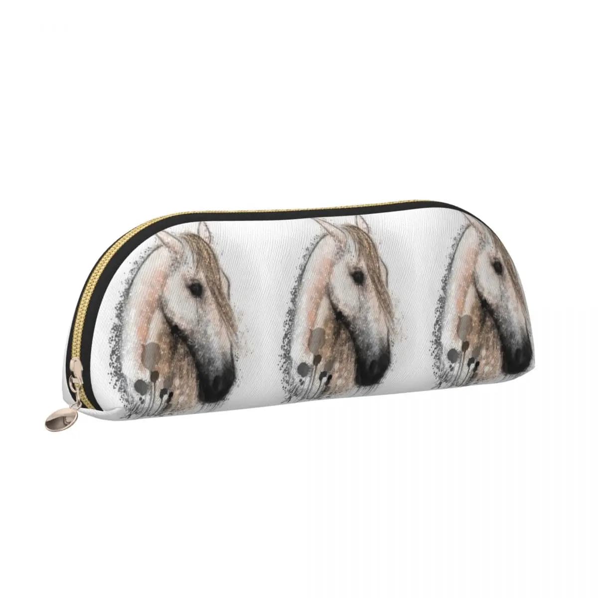 Portrait of horse, grey astucci HG Portapenne Portapenne Cancellery Supplies for pens of great capacity