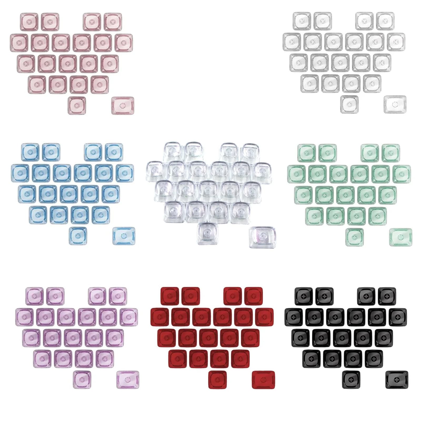 Keycap trasparenti retroilluminati con profilo MOA, 21 tasti in PC, keycap personalizzati a forma di cuore vuoti per tastiera meccanica con switch MX