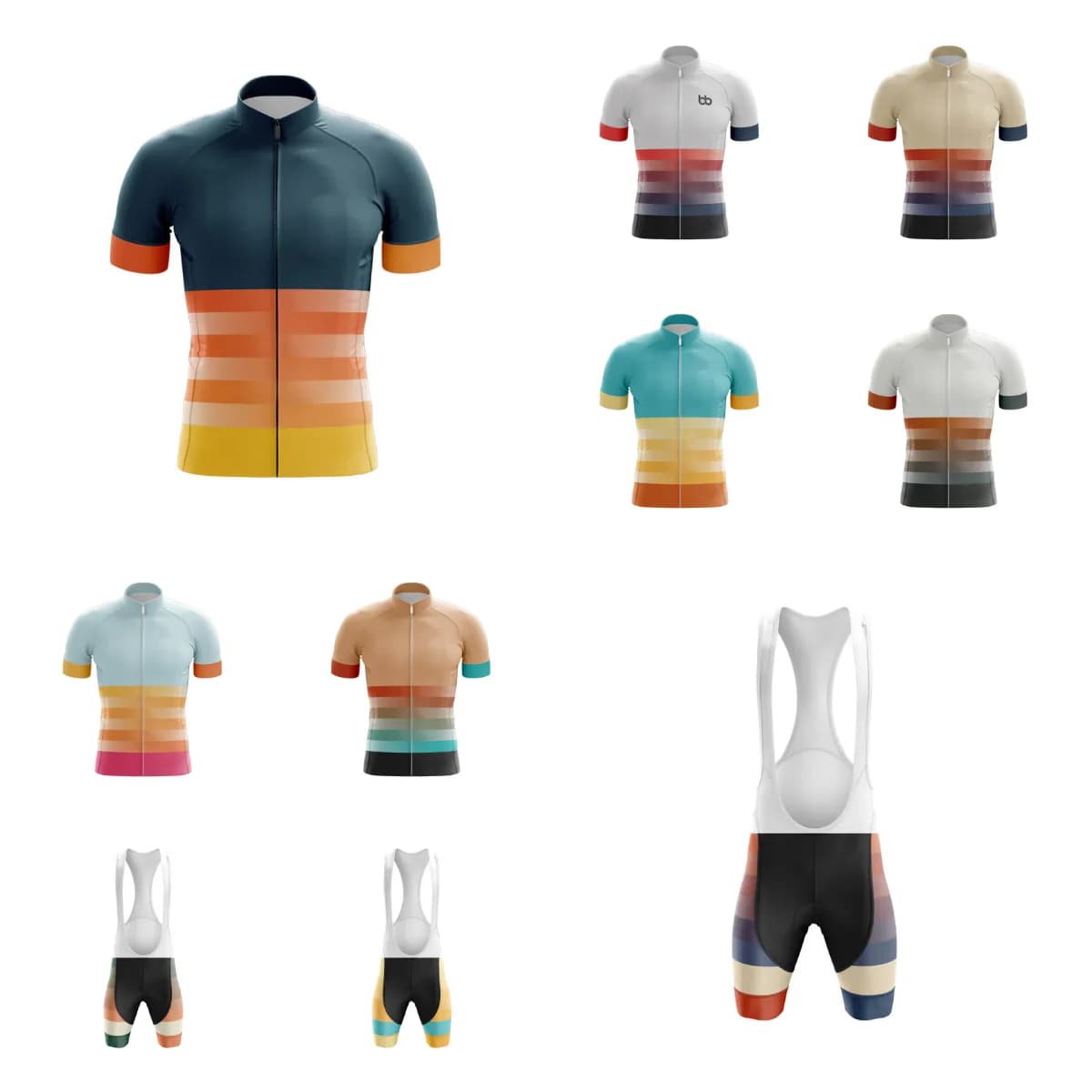 Abbigliamento da bicicletta sfumato Jersey Divise da ciclismo per uomo Maglia da bici da Mtb Biciclette sportive Uomo Pantaloncini con bretelle da ciclismo Bici da strada