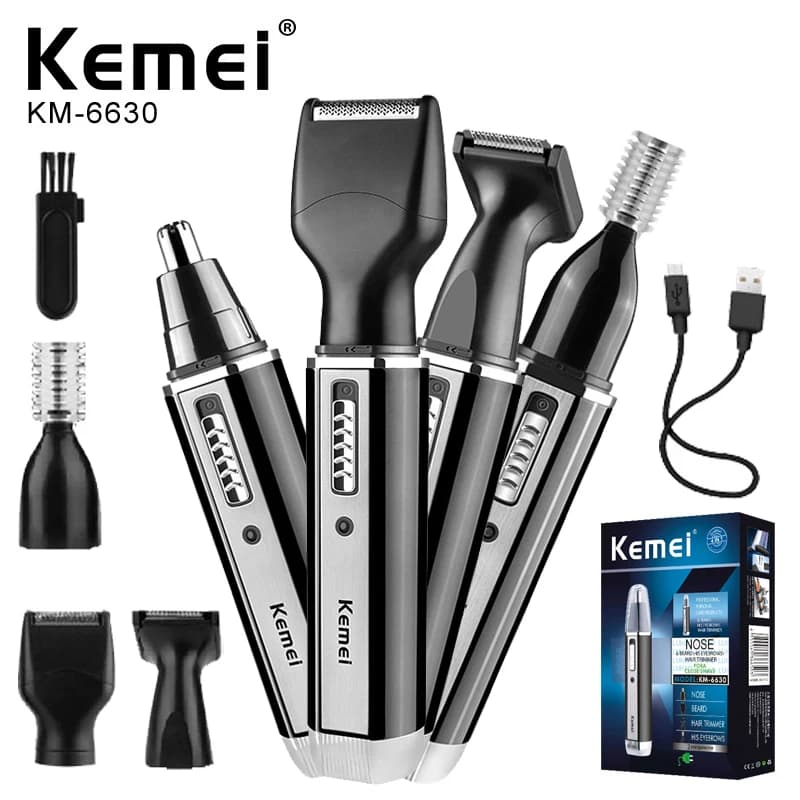 Kemei-6630 Trimmer for nose ear cleanser Trimmer for rechargeable nose Trimer for beard for man Eyebrow Razor Set for grooming