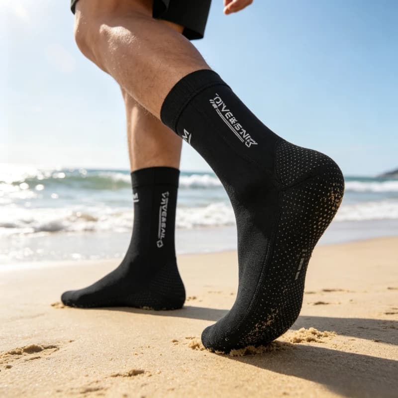 3mm Neoprene Snorkeling Socks, Anti-Slip Thermal Beach Swim Socks for Surfing & Diving, Soft Comfortable Lightweight Portable