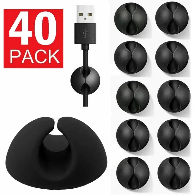 Clip per la gestione dei cavi in silicone all'ingrosso da 40 pezzi - Avvolgicavo USB per cavi mouse, tastiera, auricolari e cuffie