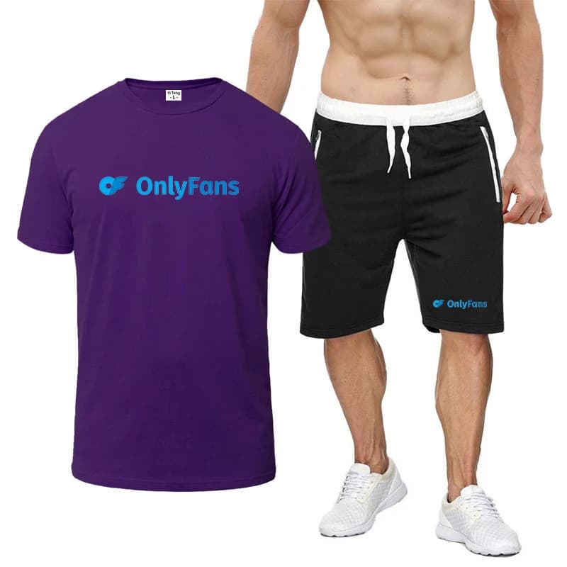 Onlyfans Men's short-sleeved suit set in two pieces is suitable for wearing short-sleeved shirts and shorts in summer T shirt