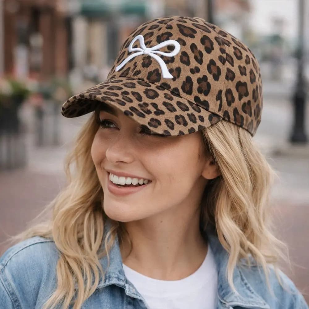 Fashion Leopard Print Baseball Cap Butterfly Breathable Sunshade Hat Adjustable Embroidery Summer Cap