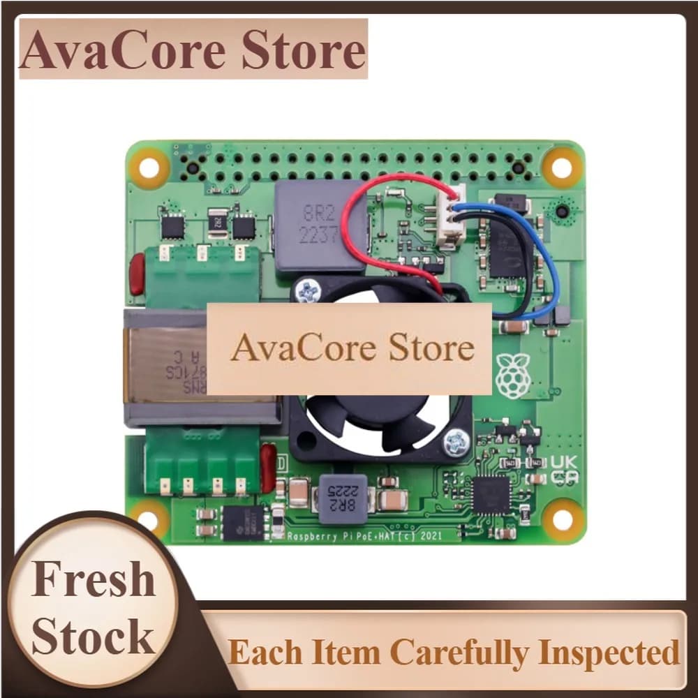 AvaCoreOfficial Raspberry Pi PoE+ HAT / PoE HAT Powers A Raspberry Pi 4 & Pi 3 B+ Via An Ethernet Cable