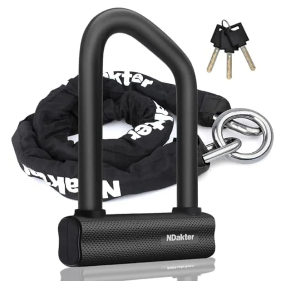 Catena di sicurezza per moto rinforzata con grillo da 18 mm, lunghezza 1,2 m e spessore 10 mm, con 3 chiavi, per e-bike, monopattini elettrici, ciclomotori e cancelli