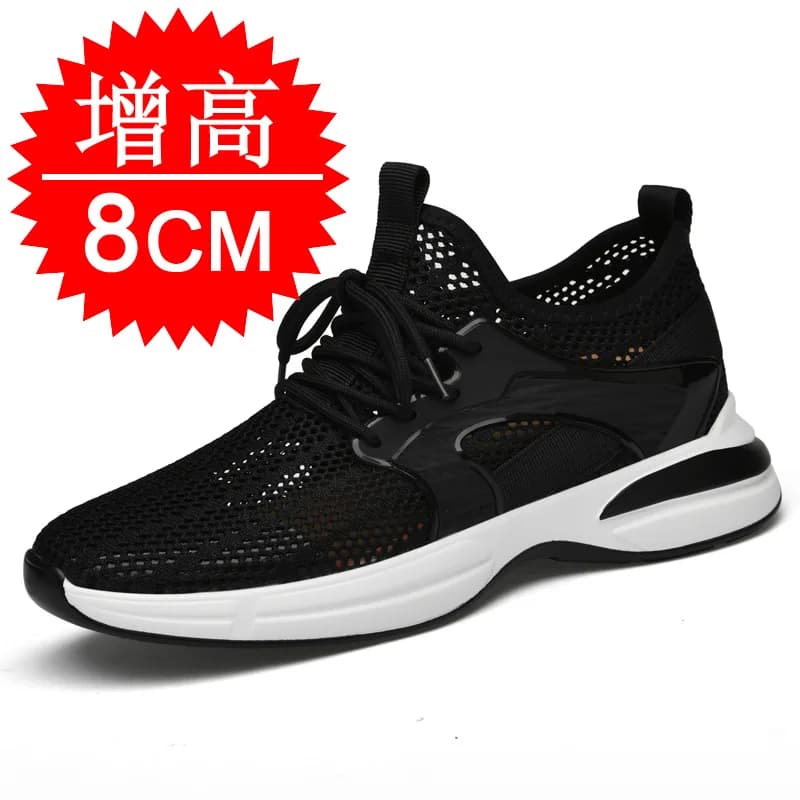 Summer New Style Elevator Shoes 8CM Height Increase Mesh Surface Sporty Casual Men's Thick Sole Invisible Height Increase Shoes