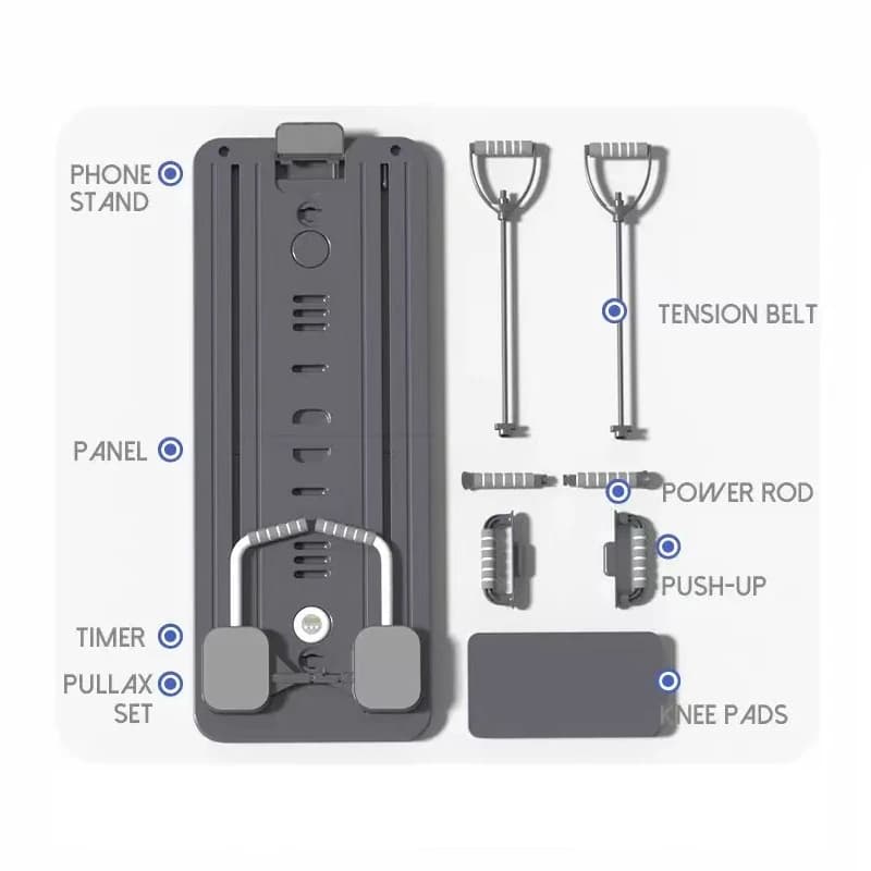8-in-1 Multi-Function Foldable Yoga Pilates Reformer Board Set with for Ab Roller Wheels Home Gym Exercise Equipment