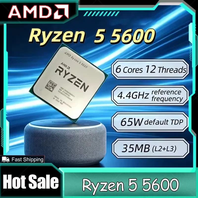 AMD Ryzen 5 5600 6-Core 12-Thread 3.5GHz Unlocked AM4 Gaming Desktop Processor Bulk No Retail Box