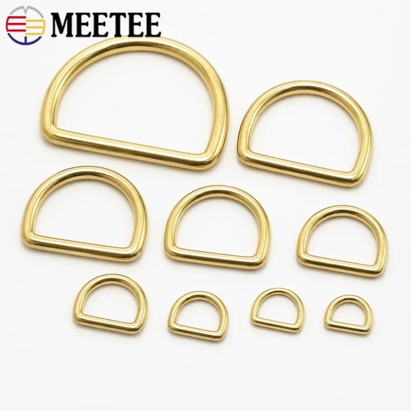 2/5Pcs Solid Brass D Rings Buckle 13-44mm Round Strap Connector for Dog Collar Harness Bag Luggage Belt Leather Craft Hardware