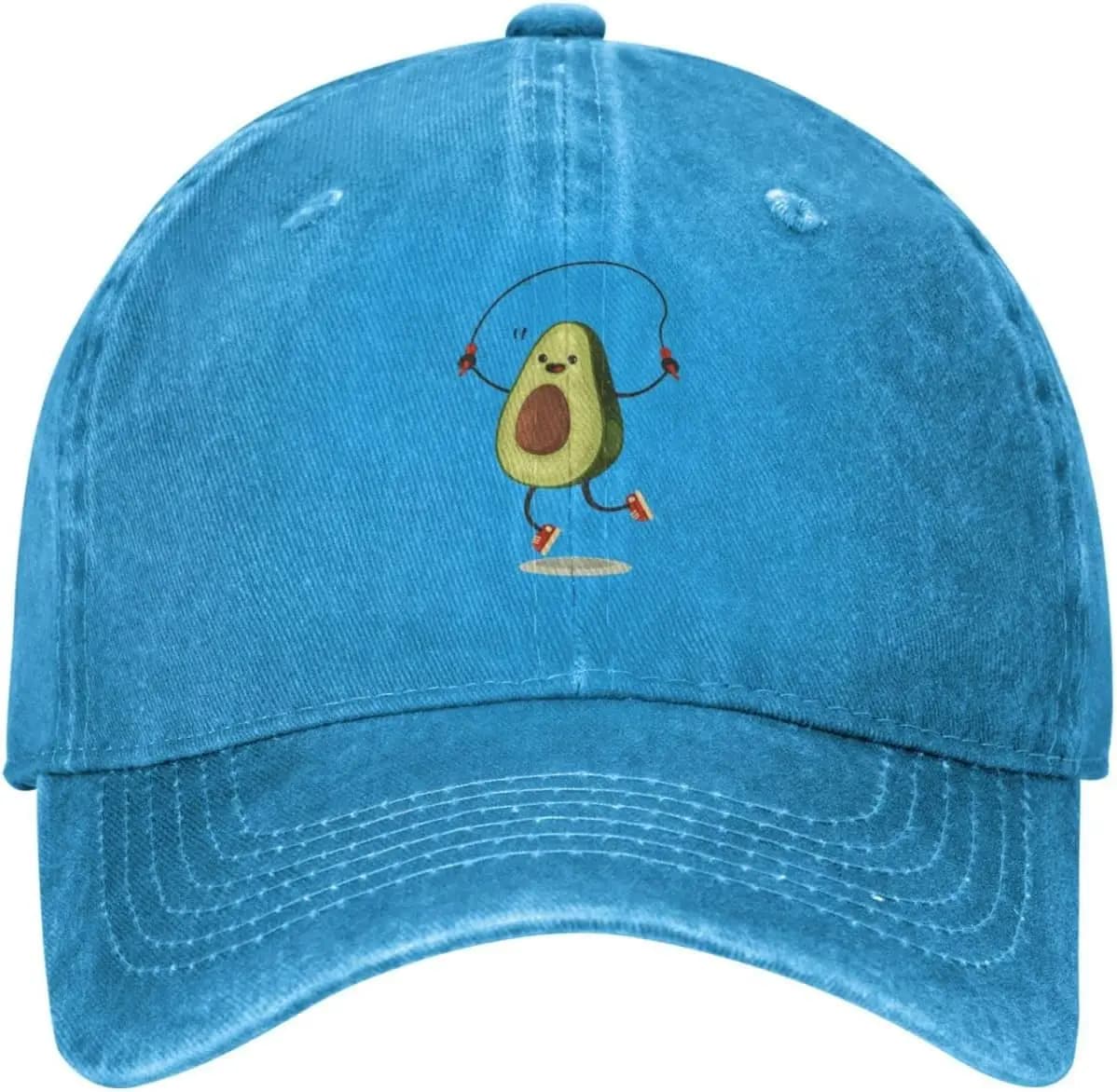 Baseball cap with Avocado Jump Rope graphics, in washed cotton, adjustable, casual, for adults