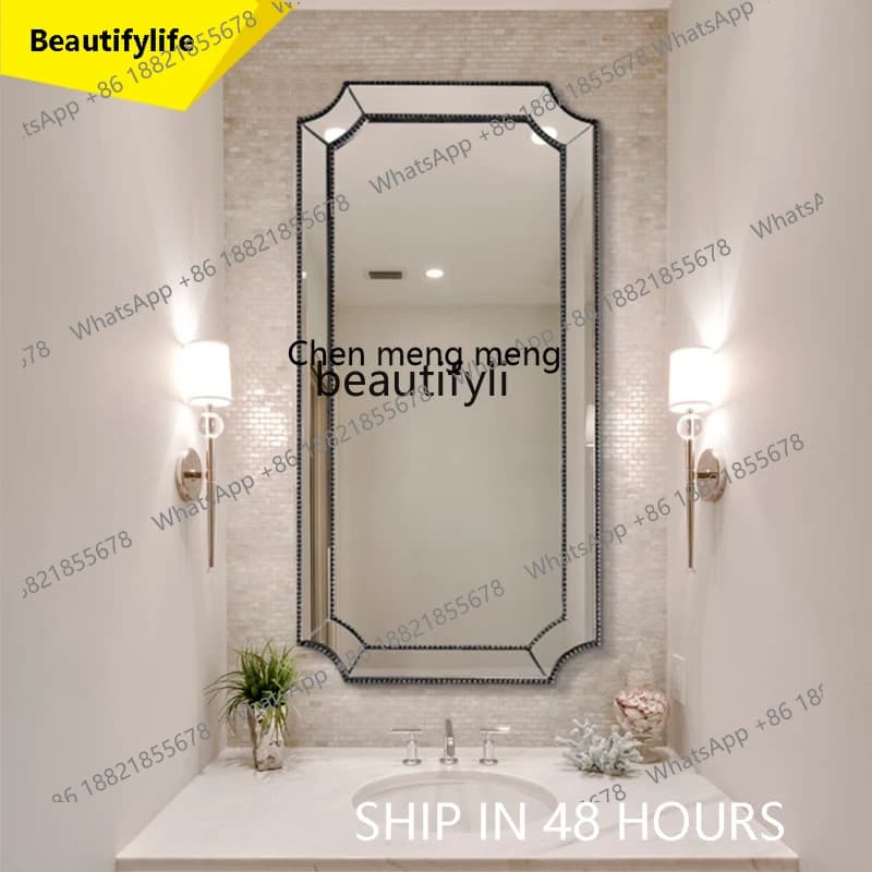 2003 Specchio da bagno in stile francese Specchio da bagno vintage Specchio da trucco Lavabo Specchio da trucco a parete