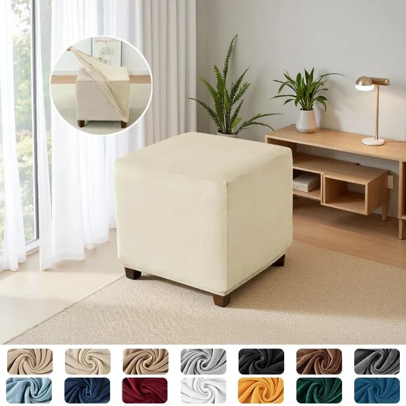 1PC Morbido Velluto Ottomano Sgabello Copertura Stretch Quadrato Poggiapiedi Coperture Soggiorno All-inclusive Poggiapiedi Fodere housse de pouf
