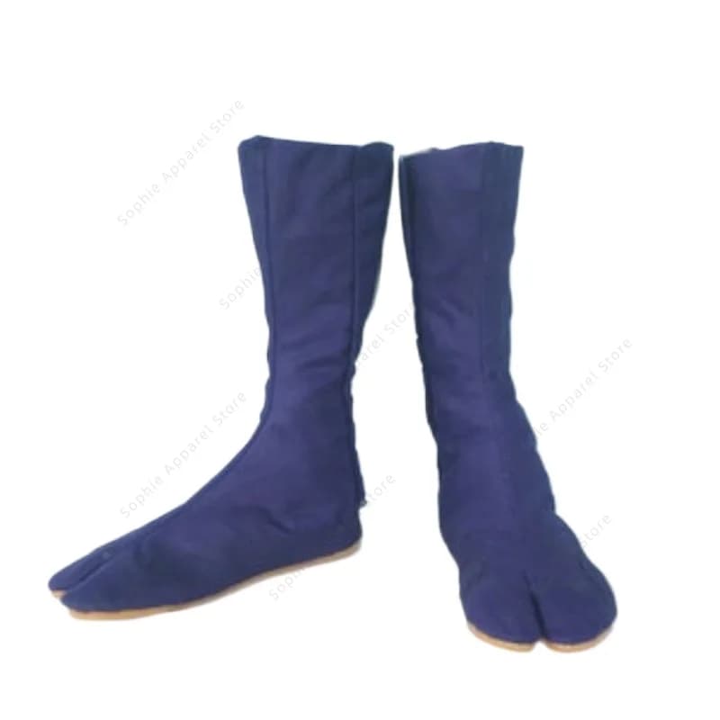 Stivali Tabi giapponesi Scarpe Ninja Uomo Donna Tela blu Punta divisa Arti marziali Jikatabi Scarpe da ginnastica da trekking all'aperto Calzature cosplay