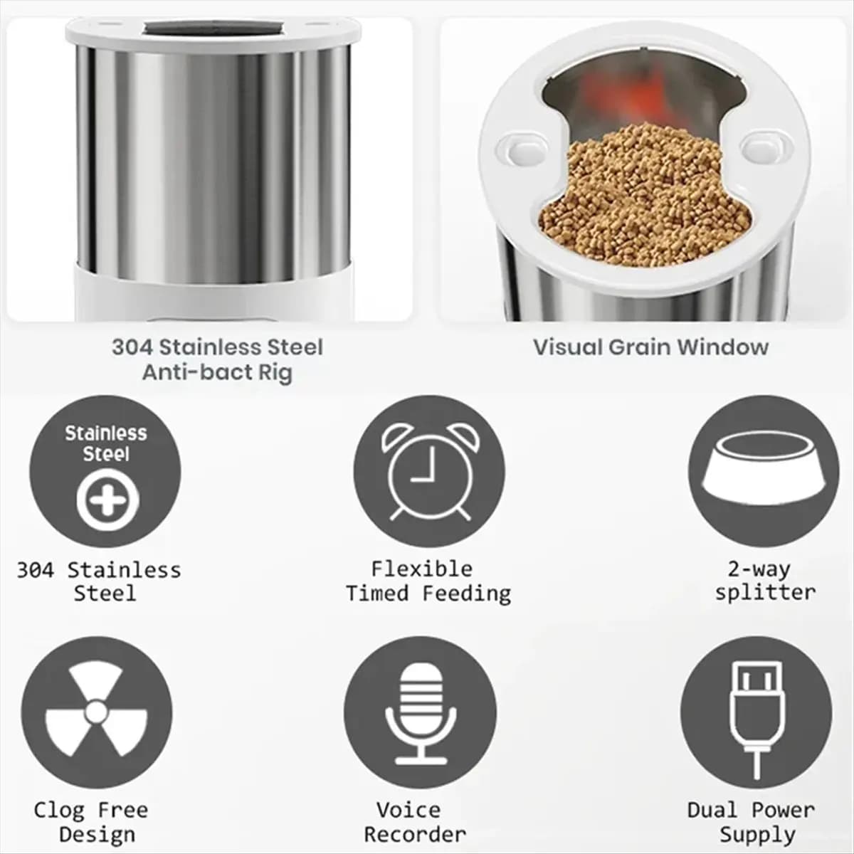 2026 Trend 4.5L Automatic Cats Dispenser Smart Cat Dog Food Feeder Single/Dual Stainless Steel Bowls Pets Feeding for Dry Foods