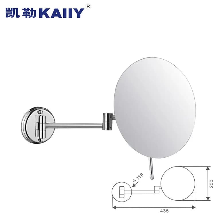 Specchio ingranditore di bellezza Hxl per bagno, monofacciale, interamente in rame - ingrandimento 3x, pieghevole ed estensibile