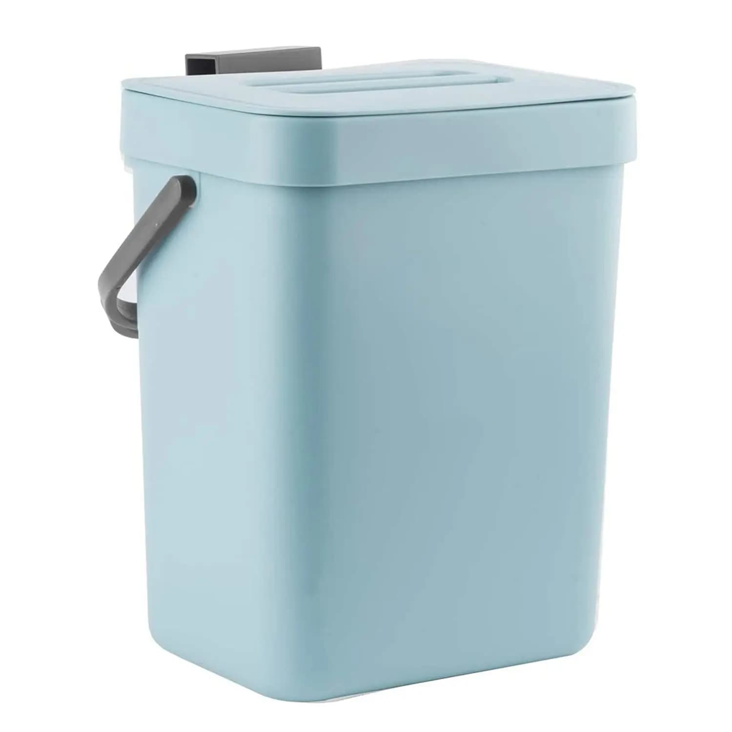 Contenitore per Compost da Cucina, Piccolo Bidone per Compostaggio, Secchio per Compost da Bancone con Coperchio, Cestino Inodore da Appendere (Blu)
