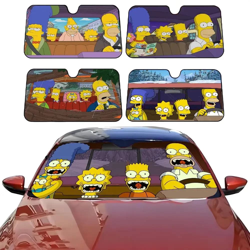 Cartoon Cool S-Simpsons-es Parasole per auto Parabrezza Protezione anti-UV Parasole anteriore Protezione di raffreddamento per interni del veicolo