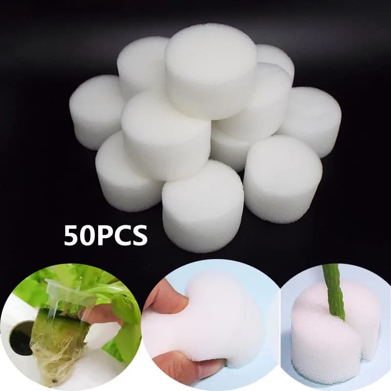 50pcs White Sponge for Hydroponic Baskets Garden Vegetable Soilless Planting Sponge Nursery Pots Foam Plants Root K5