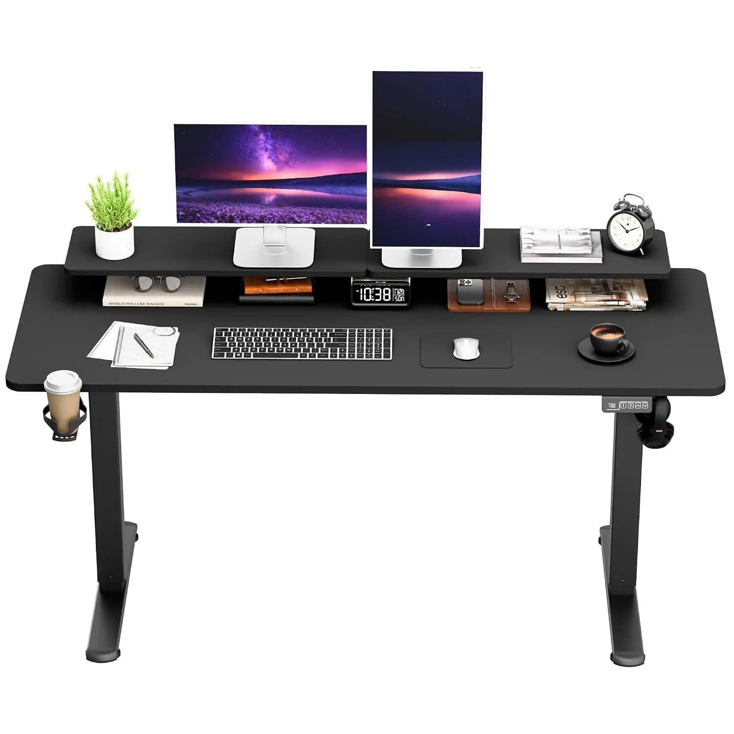 Electric Standing Desk Height Adjustable 63x24 Inch Sit Stand Home Office Desk With Monitor Riser, CustomizedCustomized