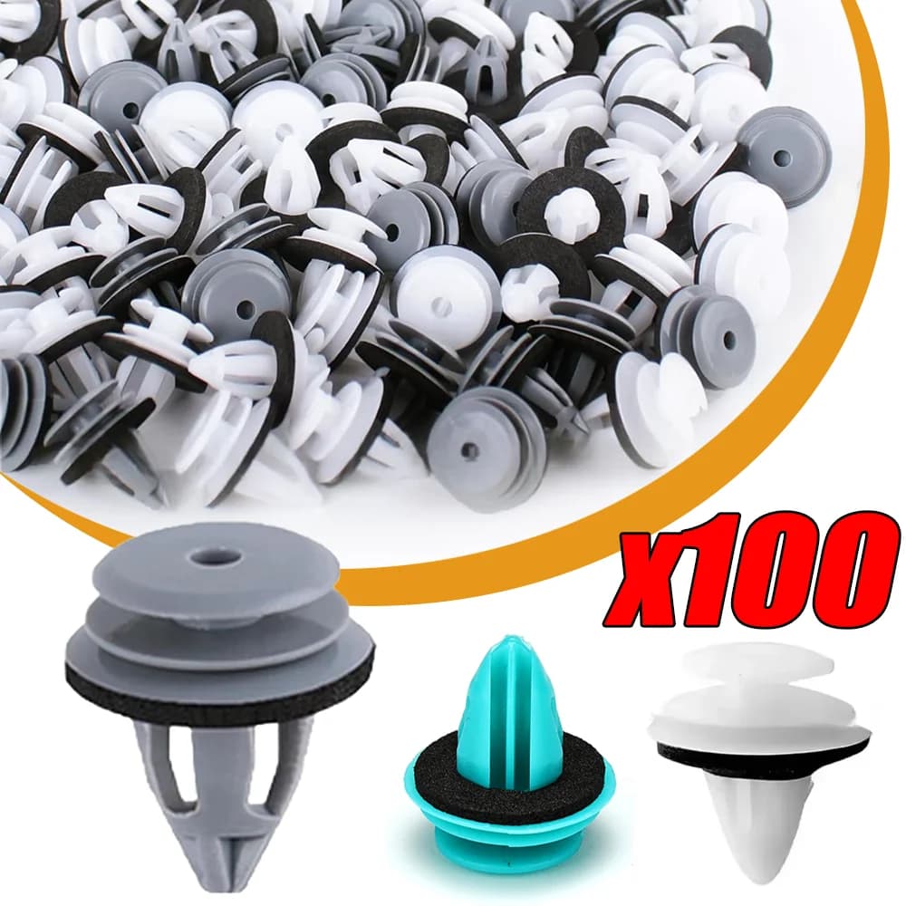 100/50Pcs Universal Car Door Panel Clip Fasteners Durable Plastic Car Bumper Mudguard Rivets Clip Secure Fixing Car Accessories