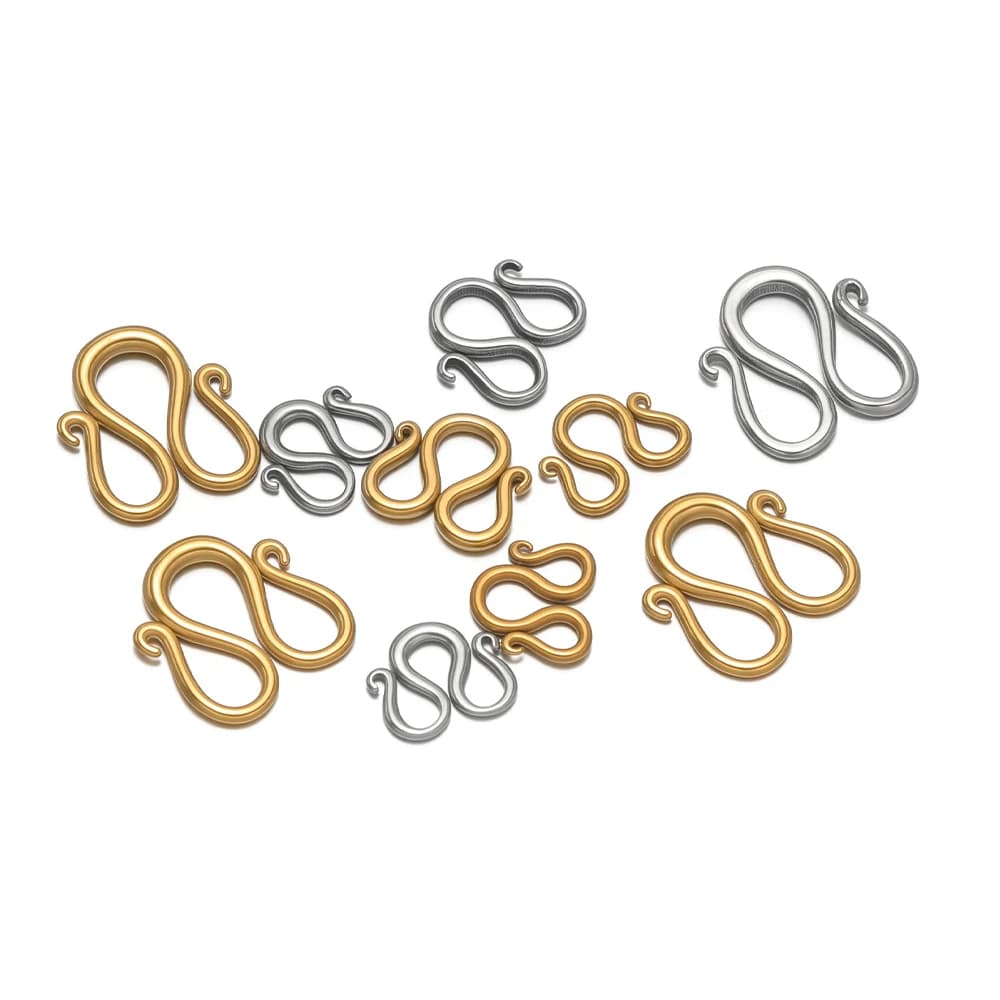 20 Pieces M Hooks in Stainless Steel Color Gold, Connectors Terminals for Creation of DIY Jewelry, Necklaces and Bracelets